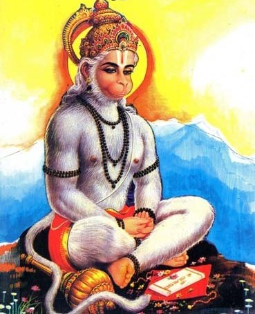 Lord Hanuman seated in prayer for Hanuman Jayanti