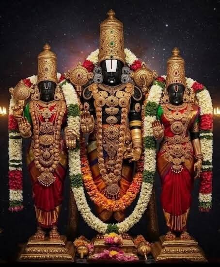 Lord Venkateswara with Sri Devi and Bhu Devi for Vaikunta Ekadasi
