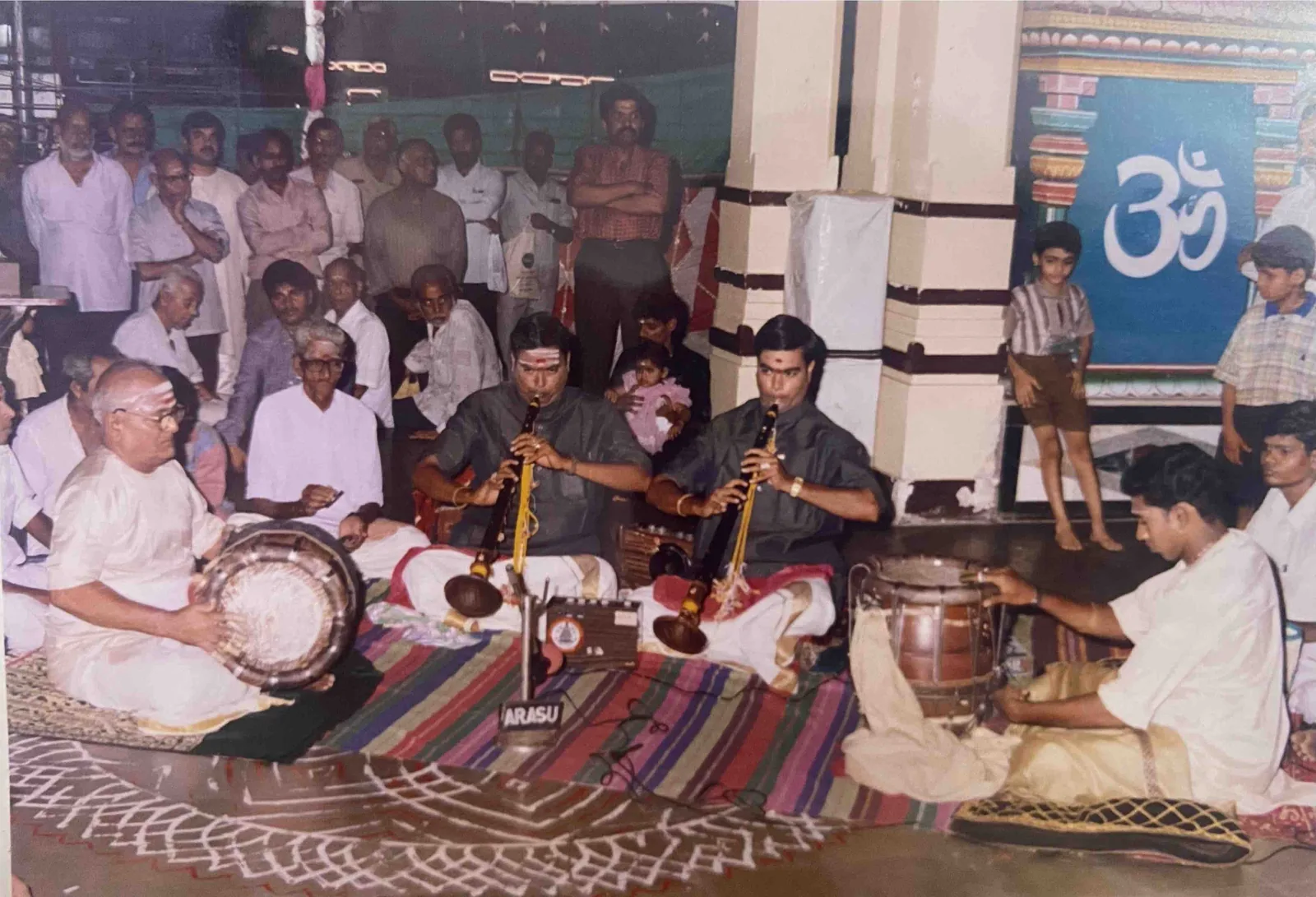 Archival devotional musicians performing at the Samaj
